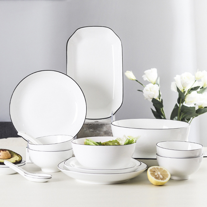 Nordic Black Line Ceramic Tableware Set