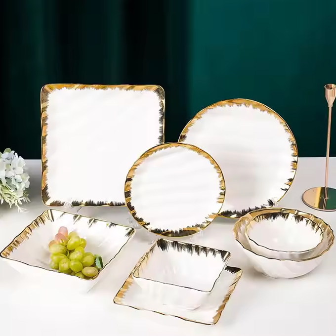 Creative Gold Silk Wave Pattern Ceramic 